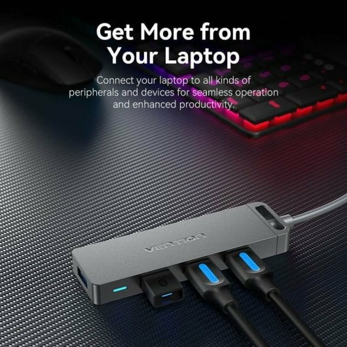 USB Centrmezgls Vention CHLBB Melns (1 gb.)